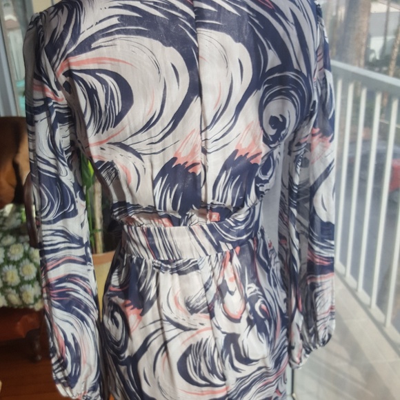 Laundry by Shelli Segal wrap dress sheer sleeve - Picture 6 of 8